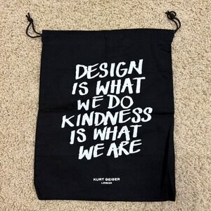 Kurt Geiger London Black Drawstring Pouch Bag Large Logo Quote